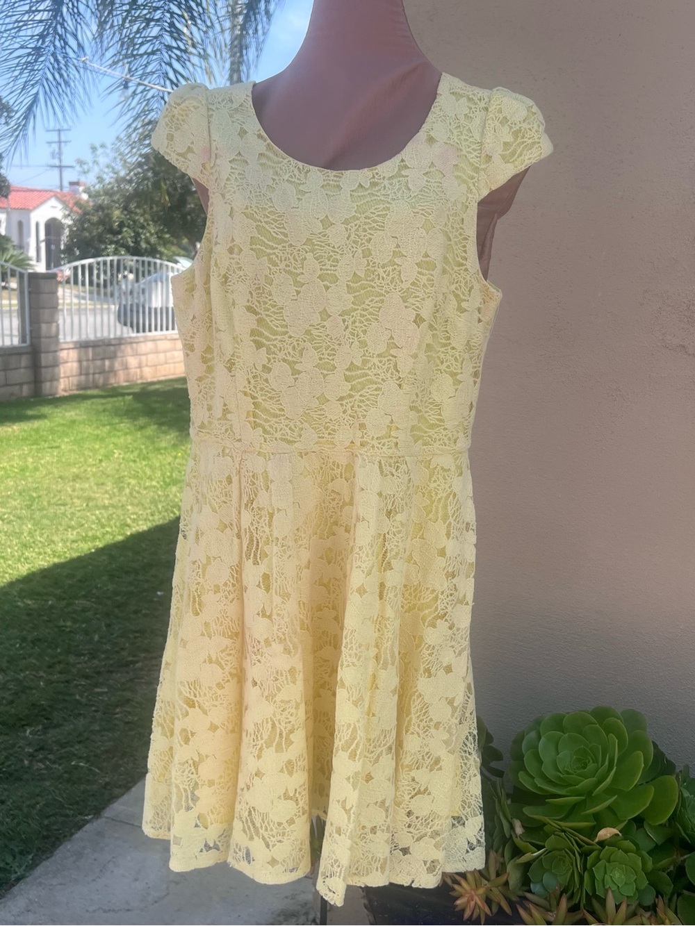 Betsey Johnson Pale Yellow Lace Mini Dress